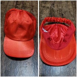 Red Orange Backless Satin Lined Women's Baseball Cap